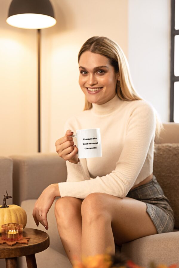 Woman with custom mug