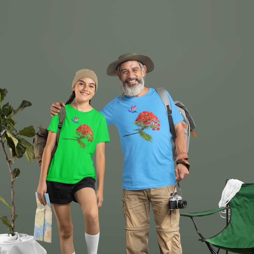 Dad and daughter with custom t-shirt